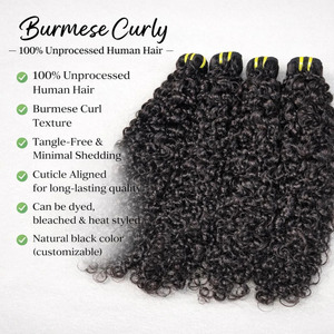 Extensiones de Cabello Vietnamita Rizado Birmano Directo de Fábrica, 100% Cabello Humano Virgen de Larga Duración - Product Image 1