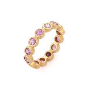 Bague d'éternité en or blanc 18 carats avec saphir rose taille poire et diamants - Product Image 3