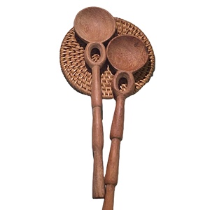 Vietnam Round Wooden Spoon Rustic Artisan Cutlery Handcrafted Hardwood <b>Tool</b> for Cooking Serving Mixing Stirring Rice Soup - Product Image 1