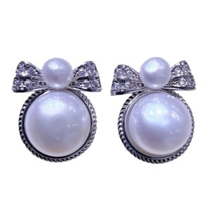 Pendientes de Perlas de Agua Dulce Retro Franceses de Plata de Ley S925 de Zhuji Source, con Nudo de Mariposa, Estilo Princesa, con Temperamento Suave - Product Image 5