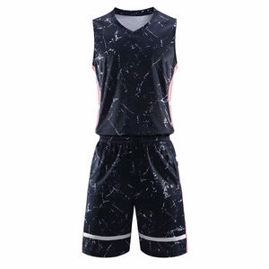 Anti-Bacterial Eco-Friendly Spandex/Polyester Basketball Jersey Set High Quality Sublimation Printed Breathable V-neck - Product Image 1
