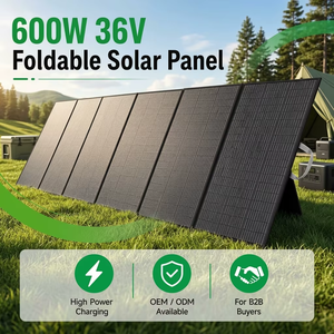 Panneau <span class=keywords><strong>solaire</strong></span> portable haute efficacité 23% 600W, léger, monocristallin, pliable, <span class=keywords><strong>chargeur</strong></span> PV <span class=keywords><strong>pour</strong></span> station d'alimentation extérieure et <span class=keywords><strong>camping</strong></span> - Product Image 1
