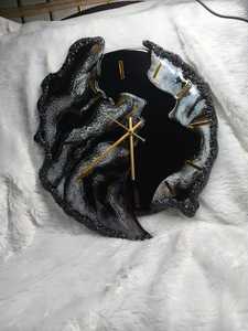 Horloge murale ronde mécanique en résine moderne, effet miroir noir et or, décoration de salon, design Art Déco, style antique - Product Image 3