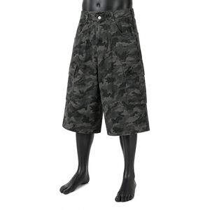 Men's Camouflage Cargo Bermuda Shorts High Waist Button Fly Canvas Casual Style - Product Image 4
