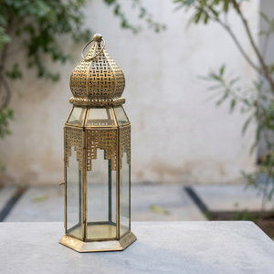 <b>Moroccan</b> Iron Lantern with Geometric Cutouts Handmade & Durable Customizable Size for Home Garden Tabletop Floor <b>Decoration</b> - Product Image 4