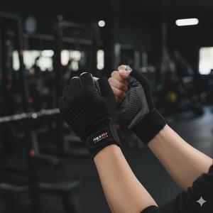 REXFIT Lightweight <b>Half</b> Finger Gym Gloves Neoprene Breathable Non <b>Slip</b> Weight Lifting Adjustable Wrist Strap Unisex Black Gloves - Product Image 6