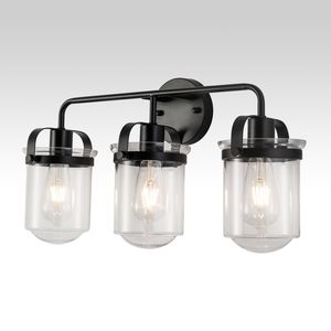 Set di 3 Lampade Decorative Industriali Moderne per Interni, Applique con Paralume in Vetro Trasparente, Attacco E26, Lampadina Non Inclusa - Product Image 2