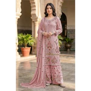 Ensemble Kurta Palazzo Georgette Premium Prêt-à-Porter Collection Designer Vêtements Ethniques Tenue de Fête et de Mariage pour Femme - Product Image 1