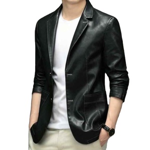 Blazer Homme de Haute Qualité Style Britannique et Japonais, en Similicuir Anti-Plis Respirant, Deux Boutons, pour Affaires et Loisirs - Product Image 3