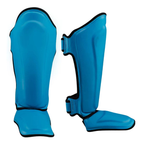 Protectores de Espinilleras de Piel Sintética para Boxeo y Muay Thai, con Logotipos Personalizados Impresos, para Entrenamiento de Kickboxing, Hechos en Pakistán, Venta al Por Mayor - Product Image 1