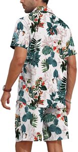 Ensemble assorti homme : chemise à manches courtes imprimé floral et short de plage – Tenue décontractée estivale colorée et légère pour homme - Product Image 2