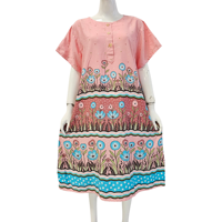 Ropa de dormir de tela no tejida suave y transpirable para mujer, con estampado floral, cuello redondo, manga tres cuartos, holgada, informal, de rayón, para verano