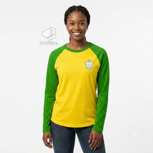 เสื้อยืดแขนยาวผู้หญิง Chi Eta Phi Sorority แบบลำลอง สีเขียวเหลืองตัดกัน ปักลายตราสัญลักษณ์  แบบคอวี  ถักทอสีสันตัดกัน - Product Image 5