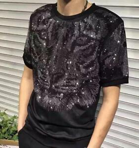 เสื้อยืดผู้ชายประดับเพชรเทียม ดีไซน์ใหม่ ขายดีที่สุด ราคาส่ง MOQ ต่ำ ความต้องการสูง - Product Image 2