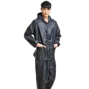 Men's Waterproof Rain Suit Hooded PVC <b>Raincoat</b> With Pants Outdoor Camping Wear Casual Adult Single-person RAINWEAR - Product Image 2