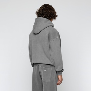 Traje de Jogger gris personalizable para hombre 100% algodón de alta calidad Boxy Hoodie pantalones de chándal con tamaño personalizado y diseño de logotipo - Product Image 3