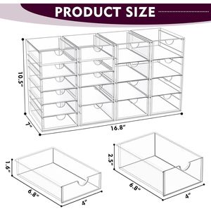 Organizzatore per Trucchi in Acrilico con 19 Cassetti, Set da 4, Cassetti Trasparenti per Bagno, Organizzatore per Cosmetici, Organizzatori per Trucchi - Product Image 3