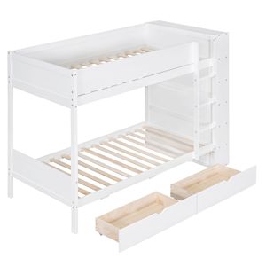 Lit superposé blanc double avec 2 tiroirs et armoire multi-niveaux pour enfants - Product Image 6