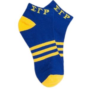 ถุงเท้าข้อสั้นลายทางสีน้ำเงิน Blue Sigma Gamma Rho สำหรับสตรี  ถุงเท้าลำลองผ้าฝ้ายสำหรับเล่นกีฬา  ถุงเท้าแบบสั้นสำหรับใส่ในมหาวิทยาลัย  แบบสั่งทำพิเศษ - Product Image 2