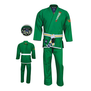 Uniforme de BJJ 100% coton respirant, tissage perlé, kimono de Jiu-Jitsu brésilien, ensemble veste et pantalon avec surpiqûres contrastées pour adultes - Product Image 1