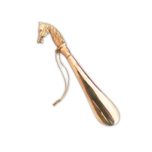 Chausse-pied en laiton massif avec poignée en forme de tête de cheval, style équestre, long, élégant, aide à l'enfilage des chaussures, cadeau pour homme - Product Image 1
