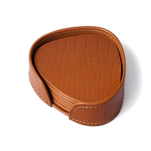 Leather Coasters Tan Leather Coaster With Holders - Product Image 6