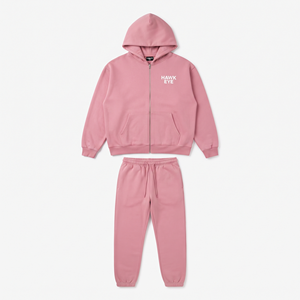 Conjuntos de chándal de algodón para mujer al por mayor: Chaqueta con cremallera y pantalones de chándal casuales de 2 piezas con capucha - Product Image 4