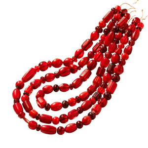 Elegant <b>Red</b> Glass <b>Beads</b> Strand Assorted Shapes and Sizes Smooth Plain Finish Loose <b>Beads</b> for Handmade Jewelry Making and Craft - Product Image 1