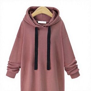 Robe longue à capuche oversize pour femme Patch House, en coton tricoté respirant, couleur unie, style décontracté automne - Product Image 4