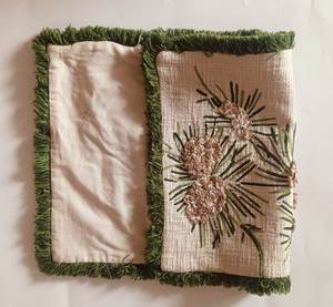 Embroidered Pinecone <b>Cushion</b> <b>Cover</b> Rectangle Cute Cartoon Eco-Friendly Handmade Customizable Cotton Blend Home Decor Green - Product Image 4
