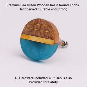 Boutons de commode en bois faits à la main, bleus, ronds, pour armoires, poignées de porte, tirants de tiroir, vente en gros, lot en vrac - Product Image 4