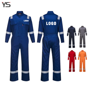 YS <b>Men</b> Work Coverall Cotton Reflective Safety <b>Overalls</b> Blue Red Orange Gray Uniforms with Logo Printing - Product Image 1