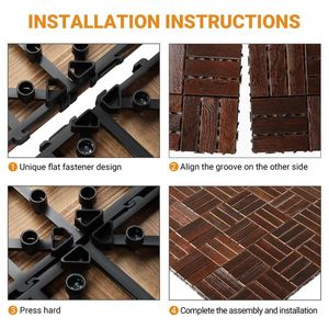 27pcs Wood Interlocking Deck Tiles 11.8"x11.8" Waterproof Indoor Outdoor Flooring Patio Wood Decking for Patio Use - Product Image 4