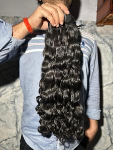 Cabello Humano Rizado Indio con Cutículas Alineadas, de un Solo Donante, Sin Procesar, Cabello de Templo, Doble Trama a Máquina, Cabello Grueso - Product Image 4