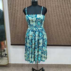 Vestido Midi Bohemio Estampado Geométrico para Mujer, Corte en A, Cintura Imperio, 100% Seda, Estilo Casual - Product Image 3