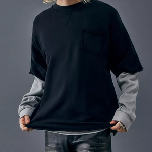 Women Aesthetic Double Layer T Shirt 2 In 1 Long Sleeve Korean Fashion Loose Fit Streetwear Ladies <b>Top</b> - Product Image 1