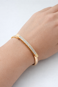 18ct Rose Gold Diamond Bar <b>Bangle</b> <b>Bracelet</b> for Women Minimalist Geometric Design Fine Jewelry Wedding Party Gift - Product Image 3