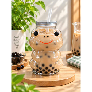 Botella de Plástico PET de 350 ml con Tapa de 55 mm para Bebidas Carbonatadas y Té - 24 g, Diseño de Rana Adorable - Product Image 1