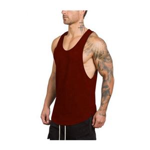 Men's Casual Gym Workout Tank Top Custom Logo Breathable Solid Color <b>Polyester</b> Spandex Muscle Sport Running Tops Knitted Badge - Product Image 1