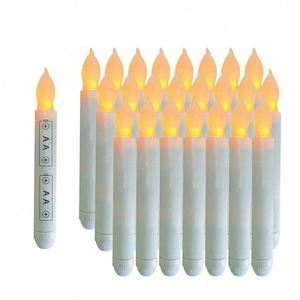 Bougie LED sans flamme de haute qualité, alimentée par piles, avec couvercle en tissu rigide, imitation pilier, fonctionne avec 2 piles AA, cadeau - Product Image 4