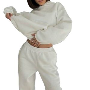 Chándal de terciopelo de 2 piezas con logotipo personalizado para mujer, ropa deportiva informal para correr, patrón sólido, tela de lona, soporte, técnicas lavadas - Product Image 1