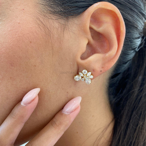 Magnifiques boucles d'oreilles en diamants de laboratoire IGI, bijoux en or 10k, 14k, 18k pour occasions spéciales, or jaune, rose, blanc massif, diamants certifiés. - Product Image 4