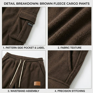 Oversized Streetwear Fleece Cargo <b>Pants</b> Men Heavy Fabric Warm Sweatpants Loose Straight Leg Jogger Trousers Utility <b>Pants</b> - Product Image 6