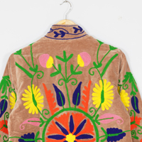 Veste matelassée réversible en velours tricoté brodé pour femme, col rond, motif floral, en coton écologique, manches longues, automne-hiver