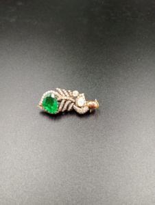 Green Emerald Cut Brooch With Pear Diamond Plant Design <b>Gold</b> Plated Women's Alloy Jewelry Accessory Gift - Product Image 4