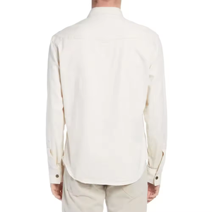 Chemise en jean pour homme, couleur blanc crème, en coton sergé, manches longues, deux poches poitrine, coupe classique, chemises en jean durables - Product Image 2