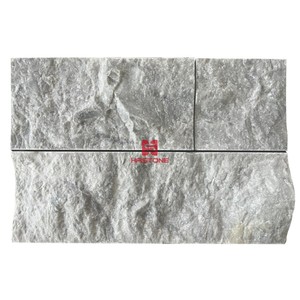 Revêtement mural extérieur en carreaux de marbre à face brisée, tailles et couleurs variées (gris, blanc, beige, noir), imperméable et durable - Product Image 2
