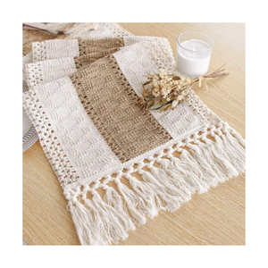 Camino de mesa de comedor de tejido flameado de algodón puro duradero 45x180 cm AZO gratis certificado Decoración elegante asequible para restaurantes y hogares - Product Image 1