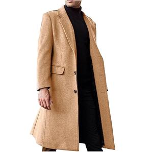 Vêtements pour hommes, manteau long de haute qualité, trench-coat en laine tricotée, coupe-vent, coupe ajustée, fermeture à boutons, respirant - Product Image 4