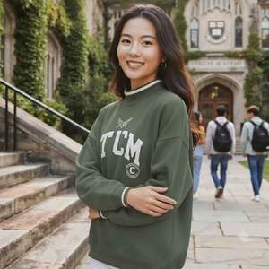 เสื้อสเวตเชิ้ตคอเต่าทรงโอเวอร์ไซส์สำหรับผู้หญิง ทรงหลวมสบาย ผ้าฟลีซ เหมาะสำหรับใส่ลำลอง - Product Image 1